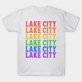 LAKE CITY RAINBOW TEXT T-Shirt